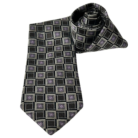 Ermengildo Zegna Luxury Necktie Tie 100% Silk Vintage Gold Tones Orchid Flawless - Picture 7 of 10